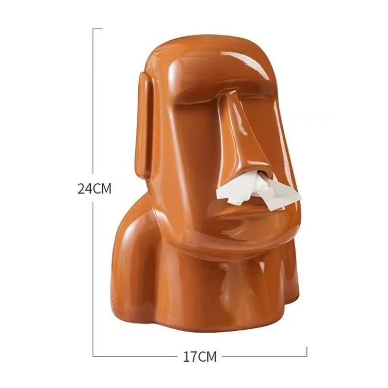 Easter Island Tissue Box 3D Stone Statue Figure Paper Holder Box Home Office Waterproof Dustproof Storage Box Sundries Organizer