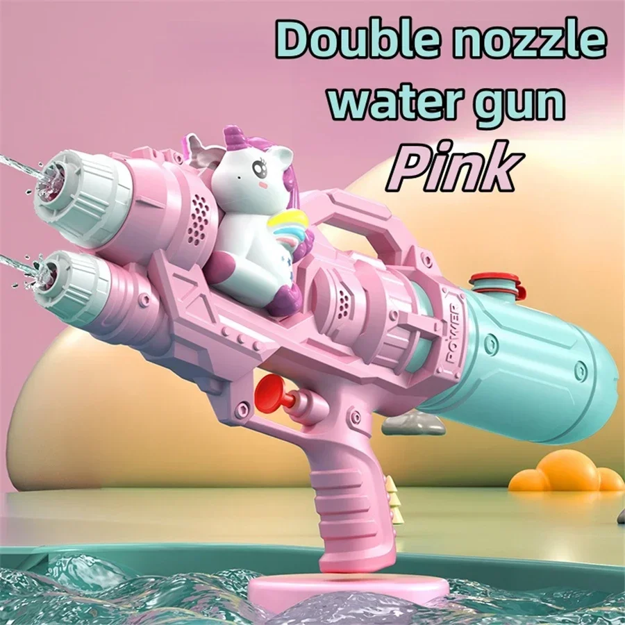 Cartoon Unicorn Dinosaur Water Gun Double Nozzle Press Spray ABS Toy Summer Beach Pool Water Fight Outdoor Play Gift for Kids