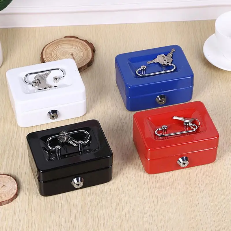 Cash Box with Lock Lightweight Money Cash Box for Change Lockable Petty Cash Deposit Tin Mini Cash Safe Box Money Storage Box