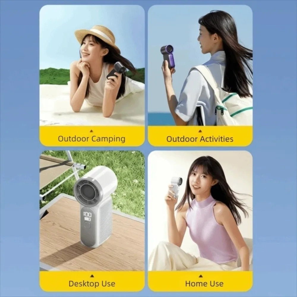 Portable High Speed Mini Handheld Fan 100 Adjustable Settings USB Rechargeable Desk Fan Ultra-quiet LED Display Fan Travel