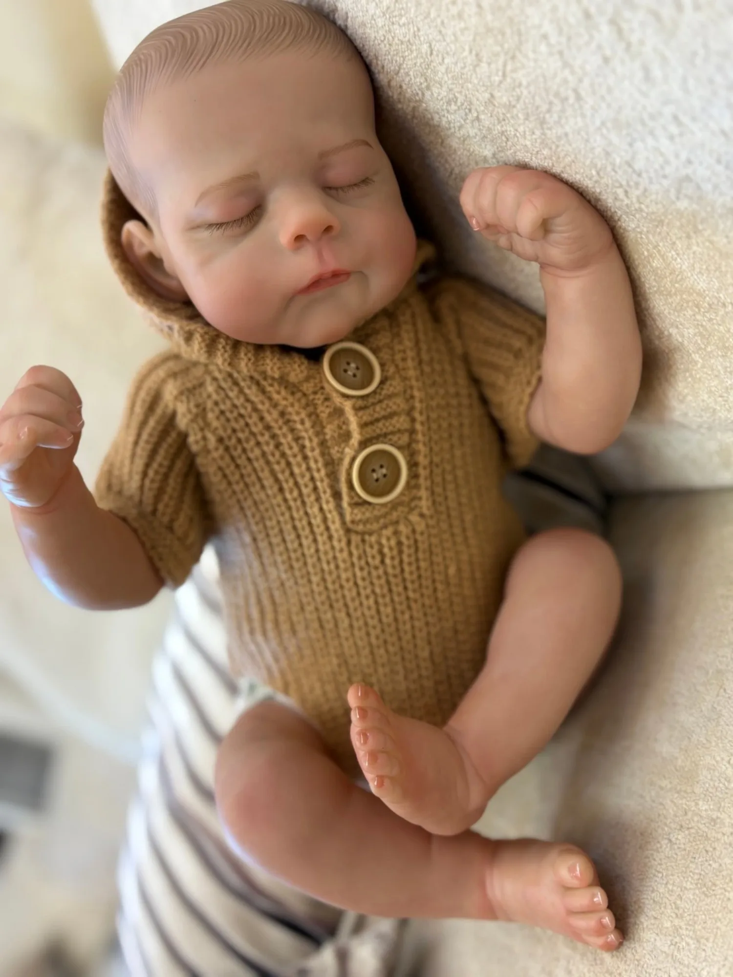 19 Inch Painted Soft Cloth Bebe Realistic Reborn Baby Newborn Baby Doll Toys With Painted Hair For Children Muñecas Para Niñas