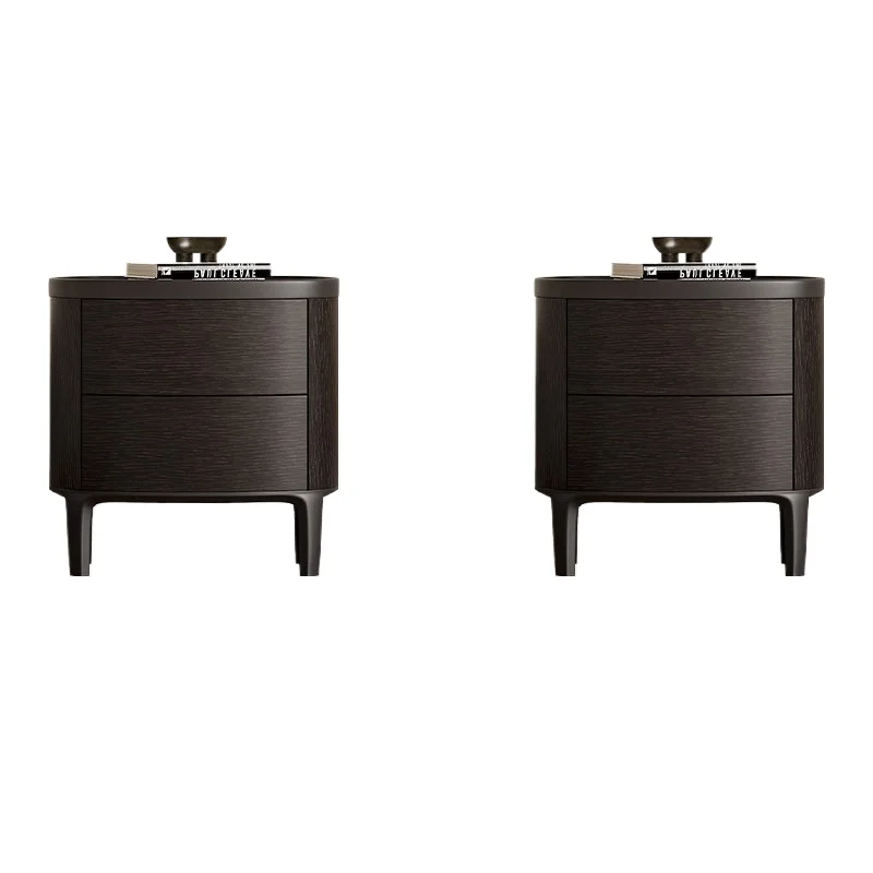LMM simple modern bedroom home Italian minimalist red oak smoked bedside table