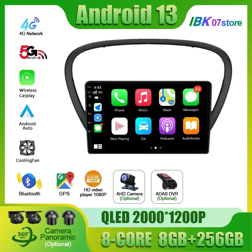 For Peugeot 607 2004-2010 Auto Wireless Carplay Radio Stereo Multimedia Player Car 4G Android Multifunction Screen