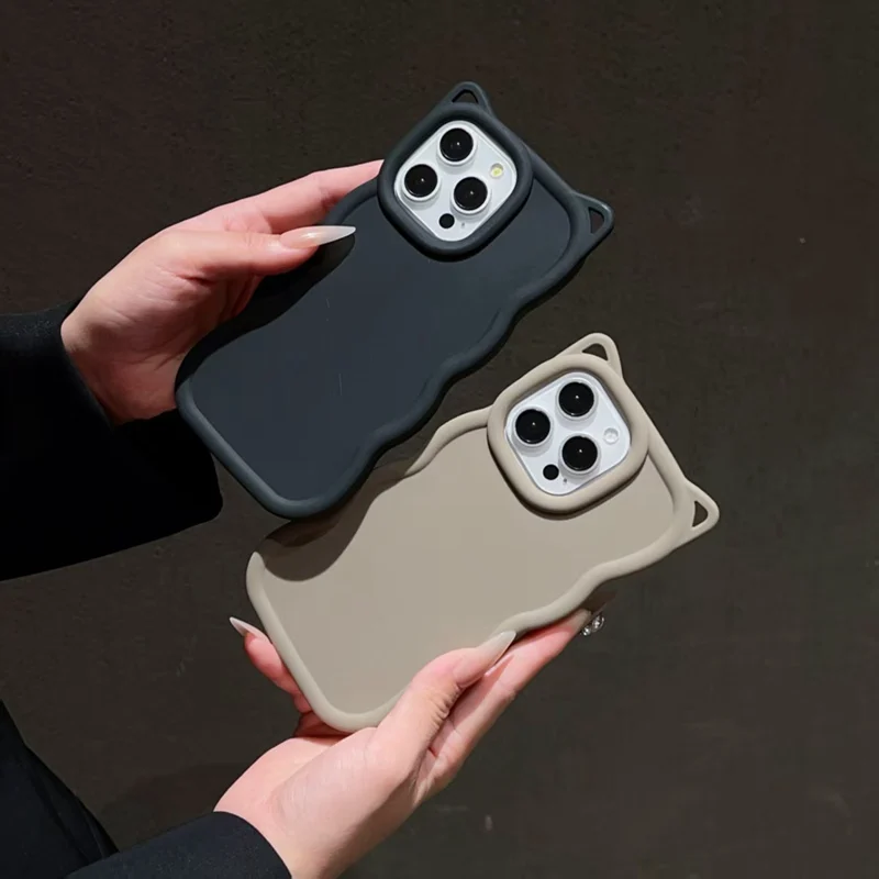 Cat Ear Candy Silicone Waves Phone Case for Xiaomi Poco C85 