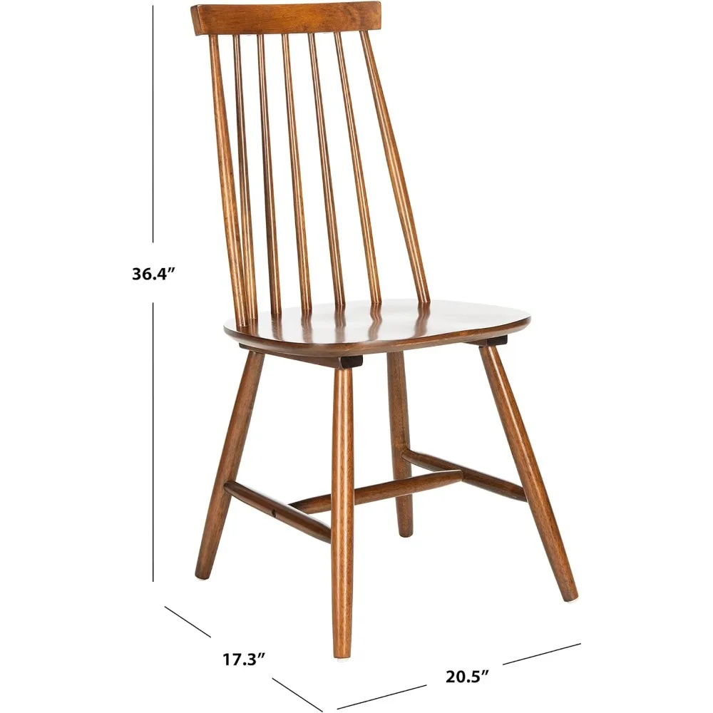 كرسي بظهر مغزل بني من خشب الجوز على طراز المزرعة من بريام لغرفة المعيشة ولمسات الطعام