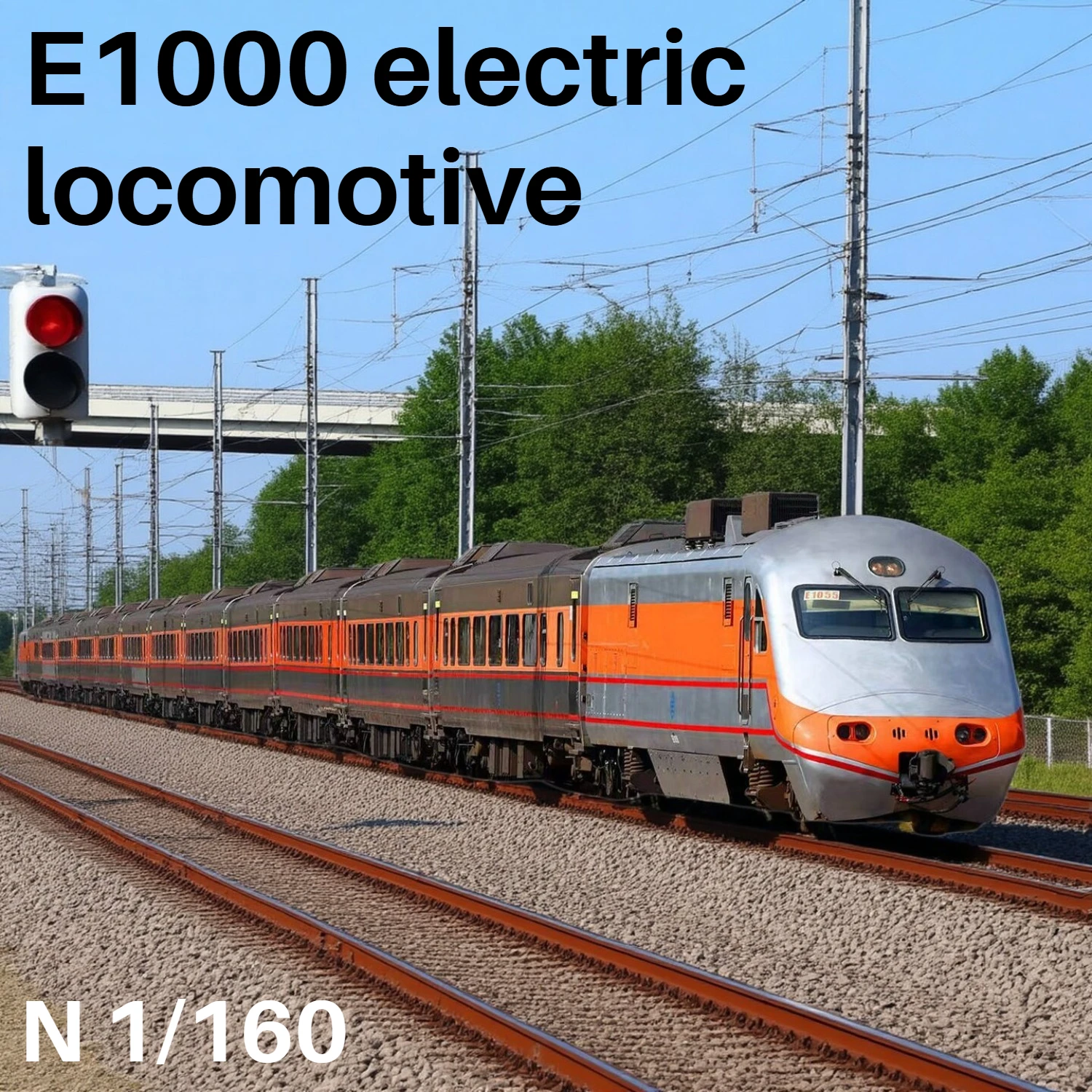 

N 1/160 Scale E1000 Electric Locomotive Model Set with 6 Carriages in Basic Color Changing Metallic Paint A Toy Gift for Boys