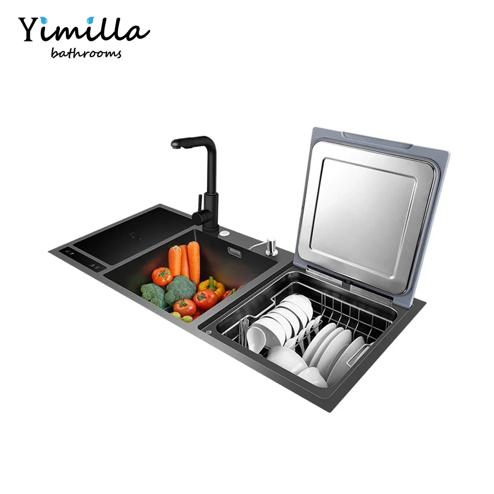 อ่างล้างจานสแตนเลส Fregaderos De Cocina Undermount อ่างล้างจานอัจฉริยะพร้อมเครื่องล้างจาน