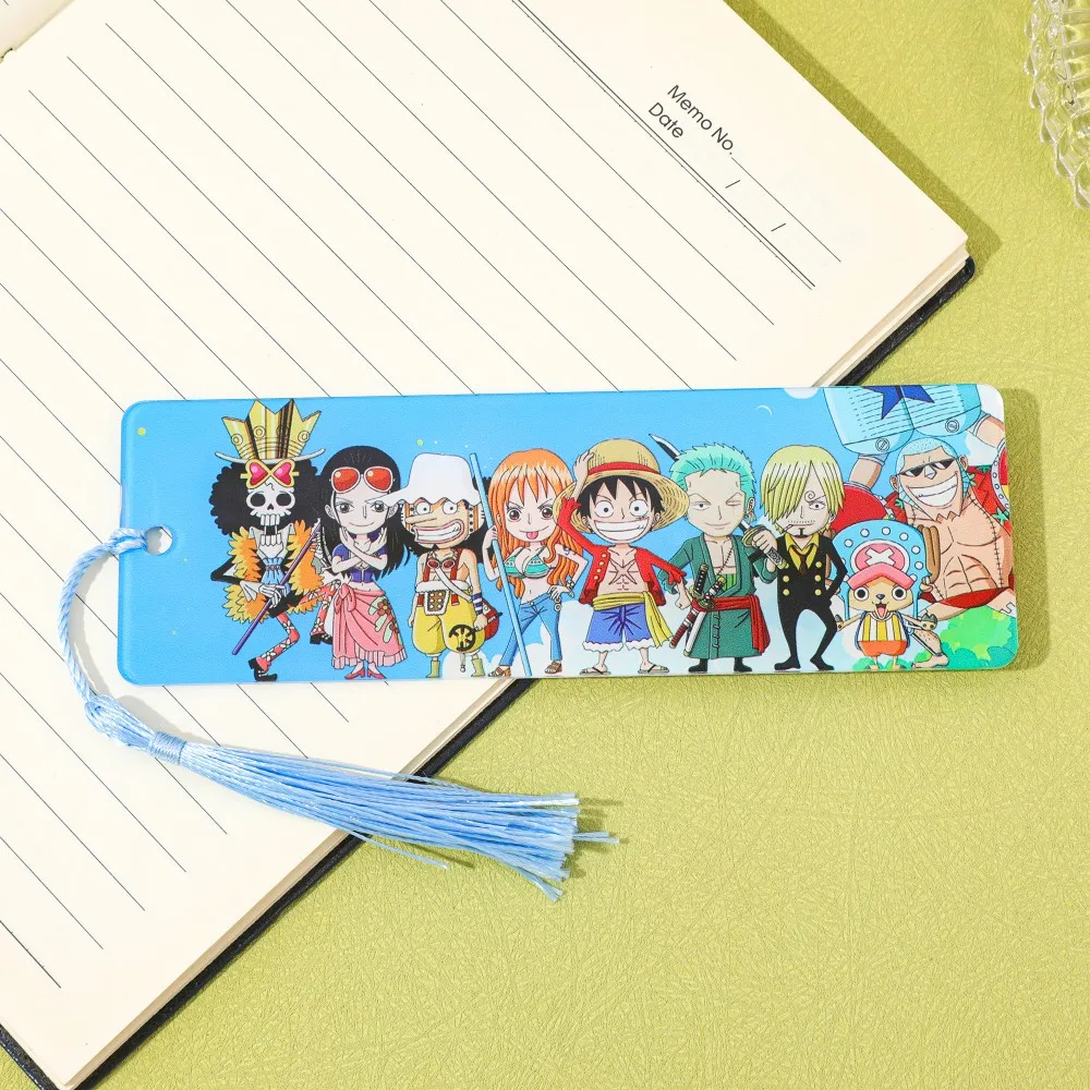 Uma peça anime marcadores acrílico borla luffy zoro nami etc personagens marcador de leitura livro suprimentos fãs estudantes presente
