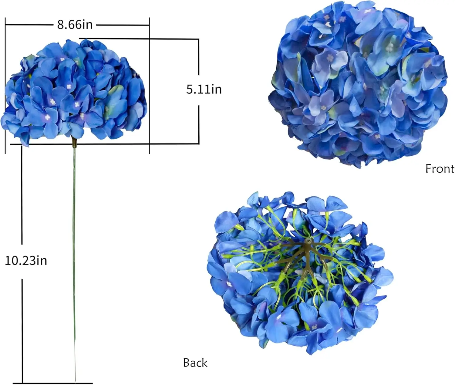 6 Stück 8,7 Zoll Seiden-Hortensien-Blütenköpfe mit Stielen, künstliche Hortensien-Blumen für DIY-Hochzeits-Mittelstück, Heimdekoration – Detail 11