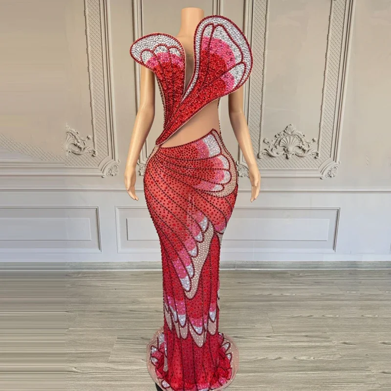 Schmetterling Strass Abendkleider Frauen Jazz Dance Kostüme Bühne Leistung Party Festival Outfit Sänger Show Gala kleid