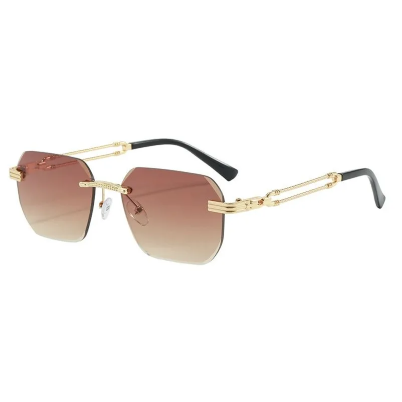 European and American new frameless trimmed sunglasses, advanced sense UV protection sunglasses, men's and women's polygons