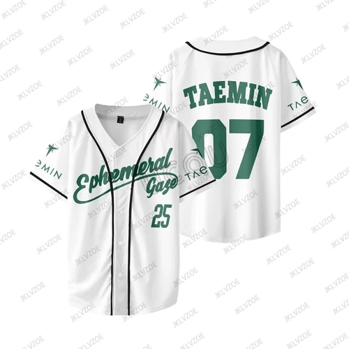 Imagen 1 del producto 2025 Taemin Ephemeral Gaze World Tour Camiseta de manga corta para hombres y mujeres, camiseta de béisbol, uniforme de béisbol de Hip Hop, camisetas deportivas informales