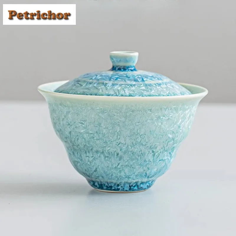 

110ml Kiln Fambe Crystalline Glazed Gourd Gaiwan Luxury Tea Tureen Tea Bowl With Lid Kit Tea Maker Cover Bowl Chinese Tea Set