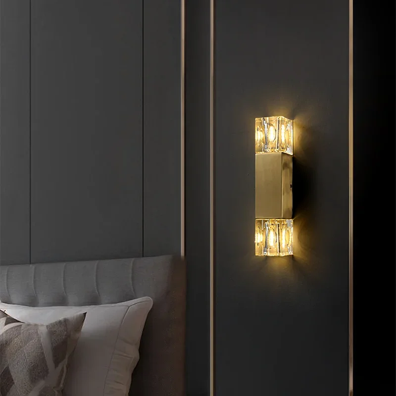 معلقة الذهب كريستال الثريا النحاس مصباح لغرفة النوم مرحاض الحمام الفاخرة الشمعدانات أضواء مرآة الجدار ضوء الممر #4