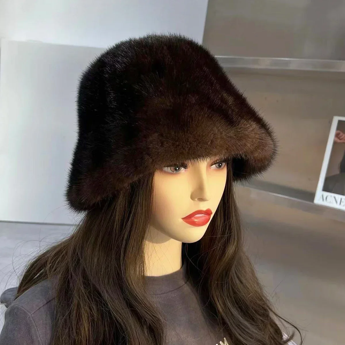 قبعات فرو المنك الأصلية للنساء ، نمط جديد ، قبعة فرو المنك الحقيقي للإناث ، أزياء خارجية دافئة طبيعية ، الشتاء