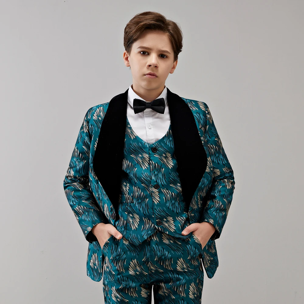 New Kids Wedding Blazer Baby Boys Suit Jackets Formal Coat+ Pants+vest 3 Piece Boy Suits Formal for Wedding Party Boy