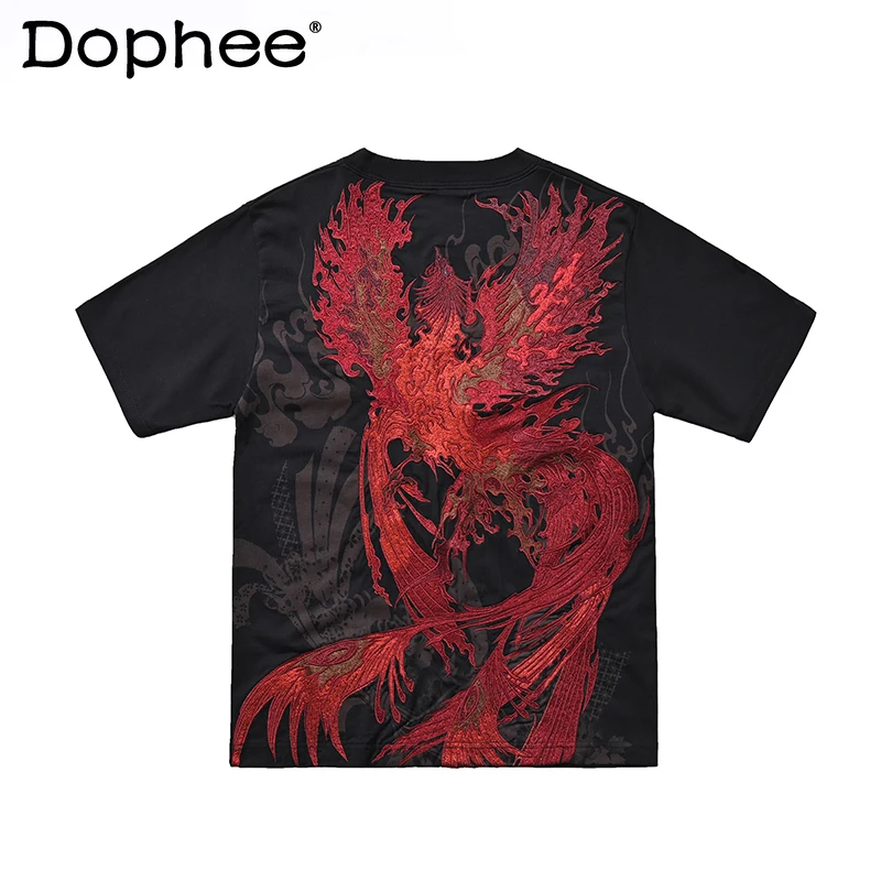 

Male Female Couples 2025 Summer New Embroidery Tees Trendy Short-sleeve Round Neck T-shirts Loose Comfort Color Matching Tops