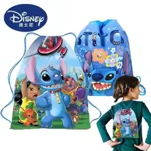 Disney Stitch and Pink Angel Drawstring Pocket Cute Portable Storage Backpack Cartoon Drawstring Bag Children's Birthday Present