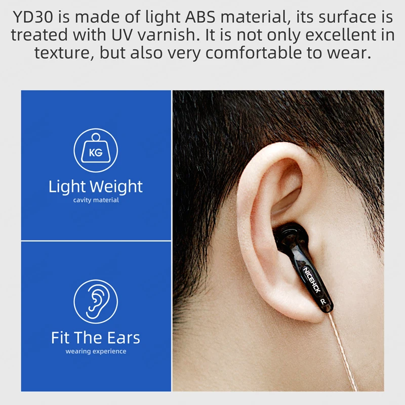 NiceHCK YD30 ABS Shell 3.5mm Microphone Headset 15.4mm Composite Dynamic Earbud Bass Music Sport HIFI Earphone MX500 B70 EB2S