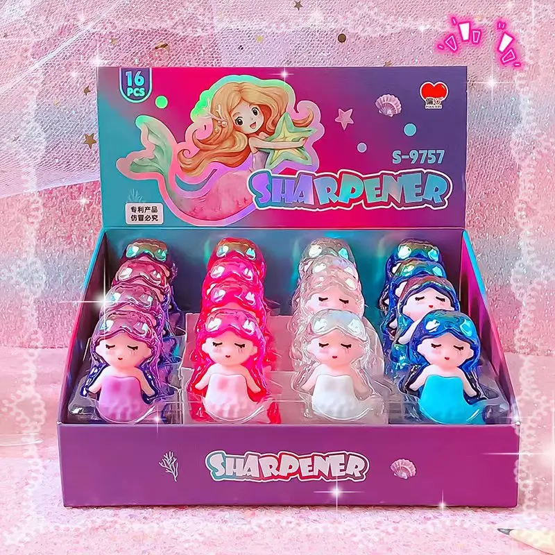 Imagem -06 - Cute Mermaids Pencil Sharpener Papelaria Estética Equipamento Útil Escolar Material de Escritório Back to School Kawaii