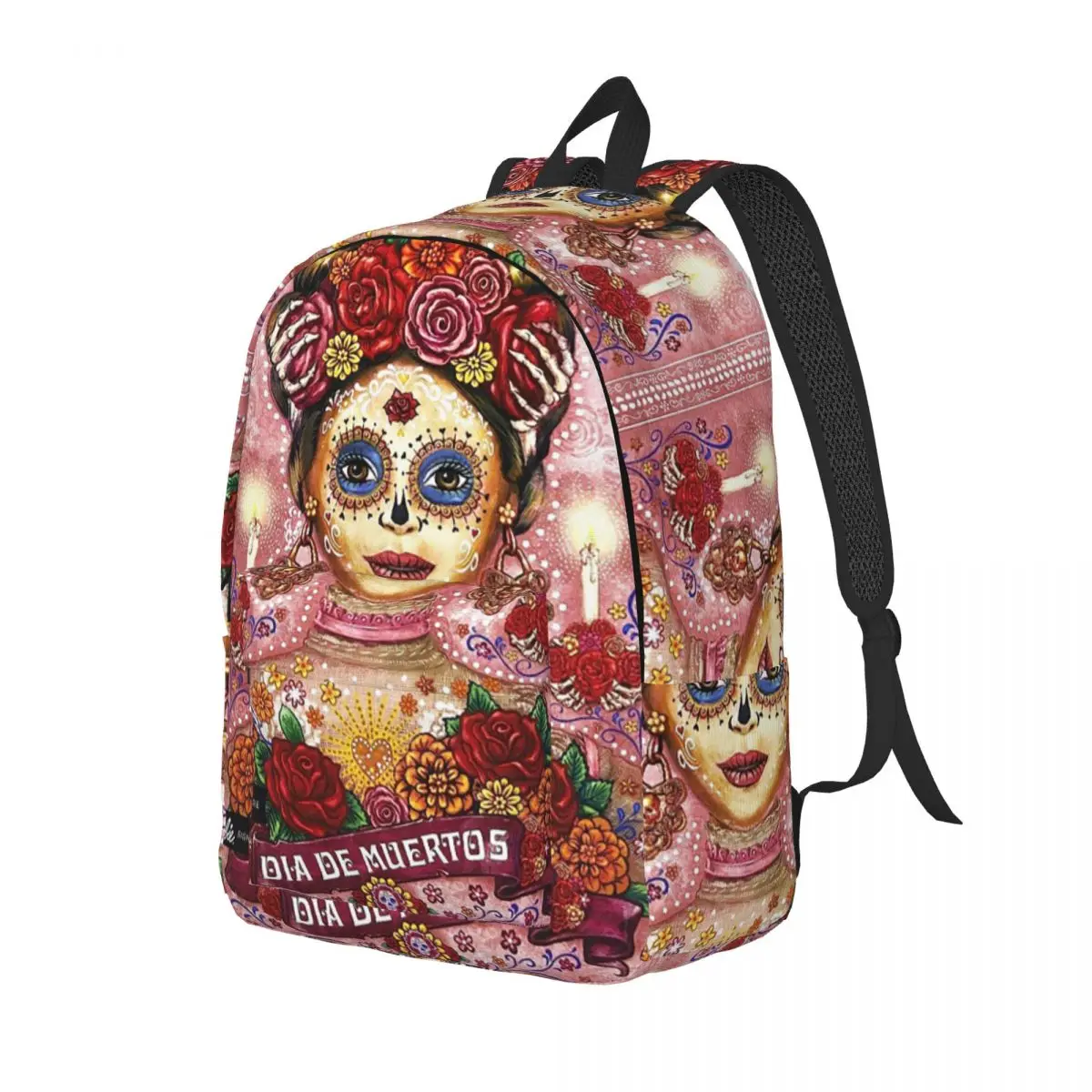 

Dia De Los Muertos Day Of The Dead Woman Backpack Daypack Large Capacity Children BookBag School Bag Shoulder Bags for Men Women