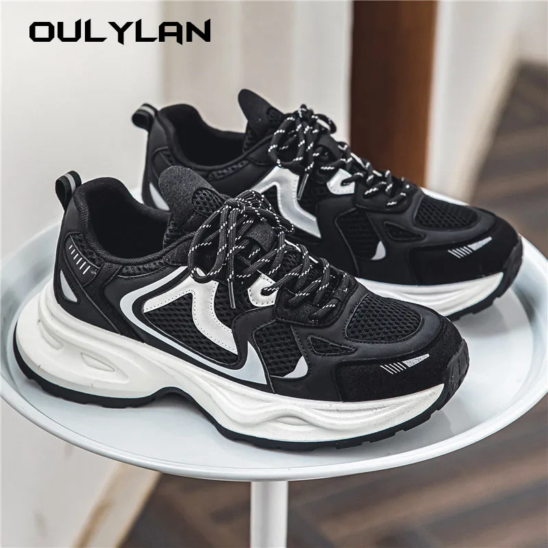 

Men's shoes 2024 breathable mesh thick sole height increasing sports and leisure dad shoes versatile white shoes trendy shoes