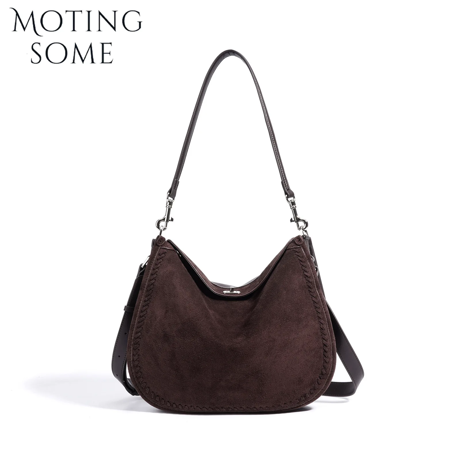 Motingsome البقرة المدبوغ حقيبة جلدية امرأة الشتاء محفظة حقيبة يد تحت الإبط حقيبة ساع لينة ماتي حقيقية اليومية حمل جديد