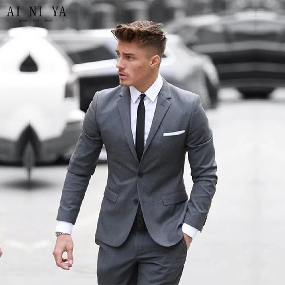

Groom's wedding two-piece classic double button tailcoat (jacket+trousers) business formal men's dinner slim fit suit