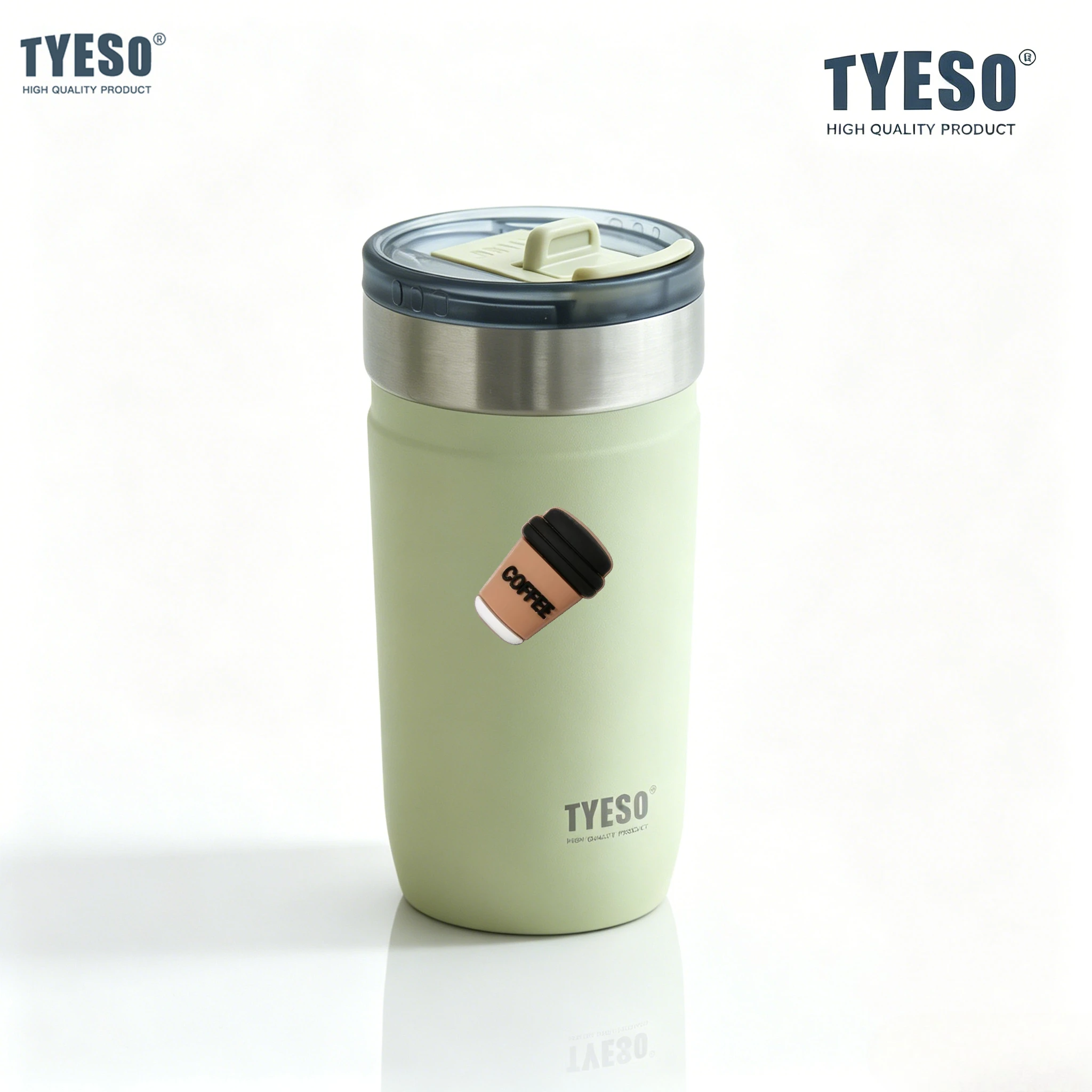 Tyeso Stainless Steel Insulated Mug Matte Tumbler with Straw Leakproof Coffee Cup for Ice Drink Hot Vacuum With Coffee Sticker