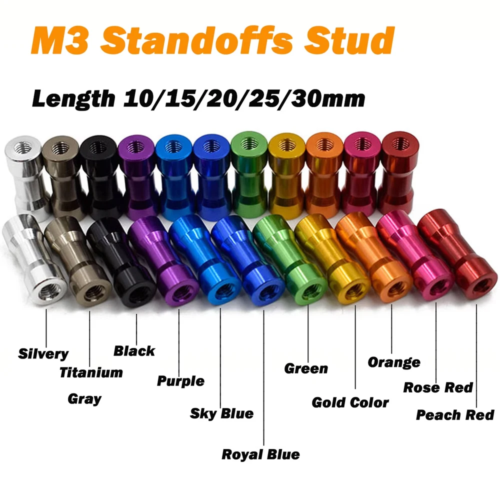 Weiyi 10 Stück M3 Aluminium-Abstandshalter M3*10/15/20/25/28/30/35mm Doppelrunde Aluminiumlegierungs-Abstandshalter für RC-Teile – Detail 4