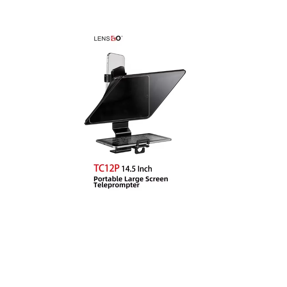 Lensgo Tc12P Professional Teleprompter Kit with Phone Holder Large Screen for Live Interview Video Photo Studio Photography
