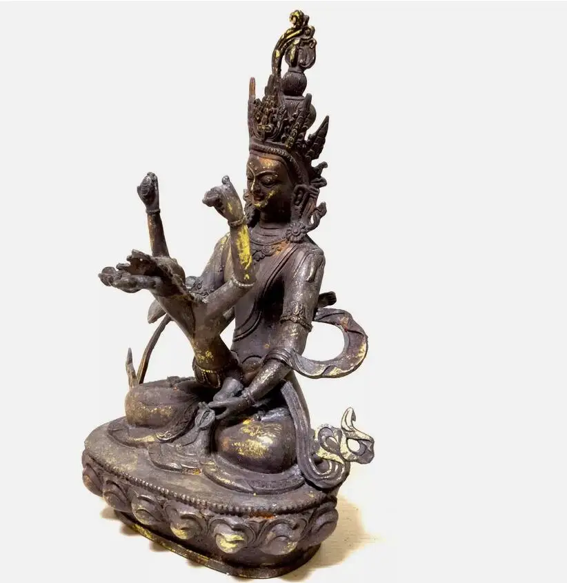 

11" 30cm Buddhism Bronze/gilt Vajra Mandkesvara Yab-Yum Happy Buddha Statues