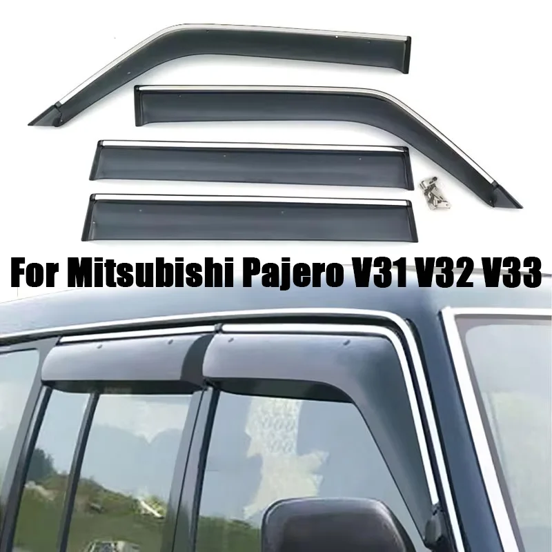 

4pcs Window Visors Rain Guards for Mitsubishi Pajero V31 V32 V33 1991-1999 Widened Thickened Deflectors