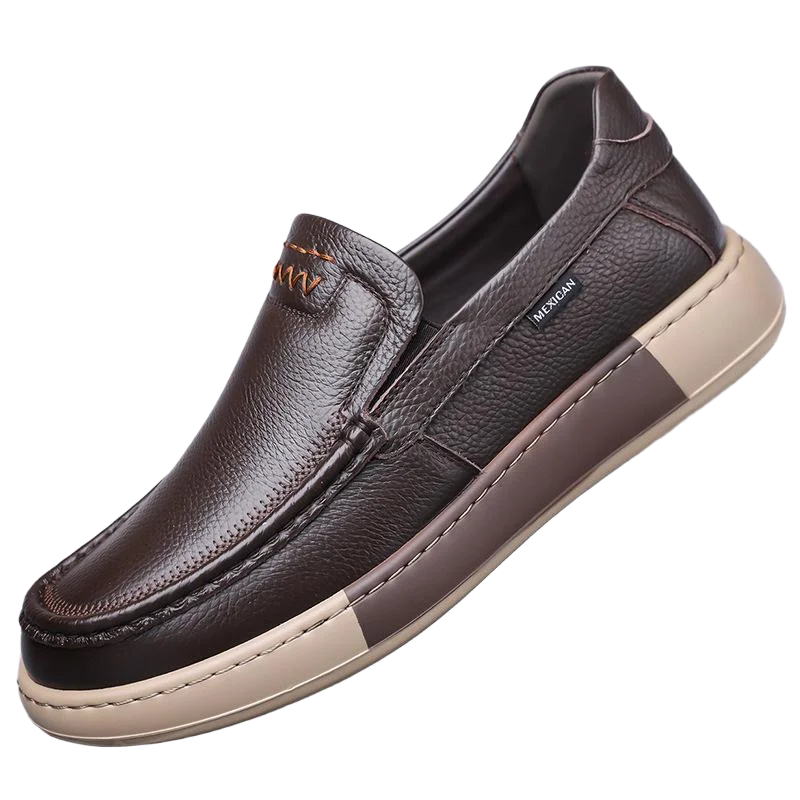 

2025 Men's Genuine Leather shoes 38-44 Soft Anti-slip Rubber Loafers Man Casual Leather Shoes