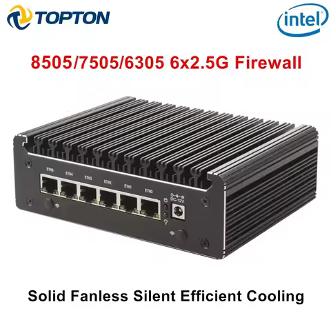 Intel 8505 7505 6305 6x i226-V 2.5G Solid Firewall Server Fanless Mini PC DDR4 NVMe 1*COM Type-C pfSense OPNsense Mini Computer