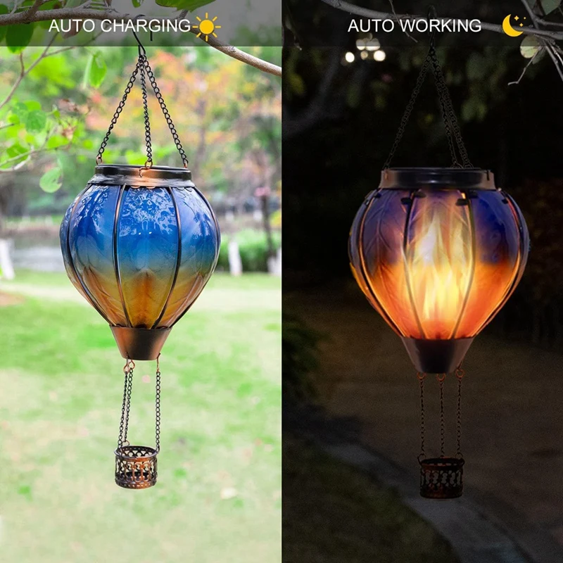 Solar-Heißluftballon, Heißluftballon, Solarlaterne mit flackerndem Flammenlicht im Freien