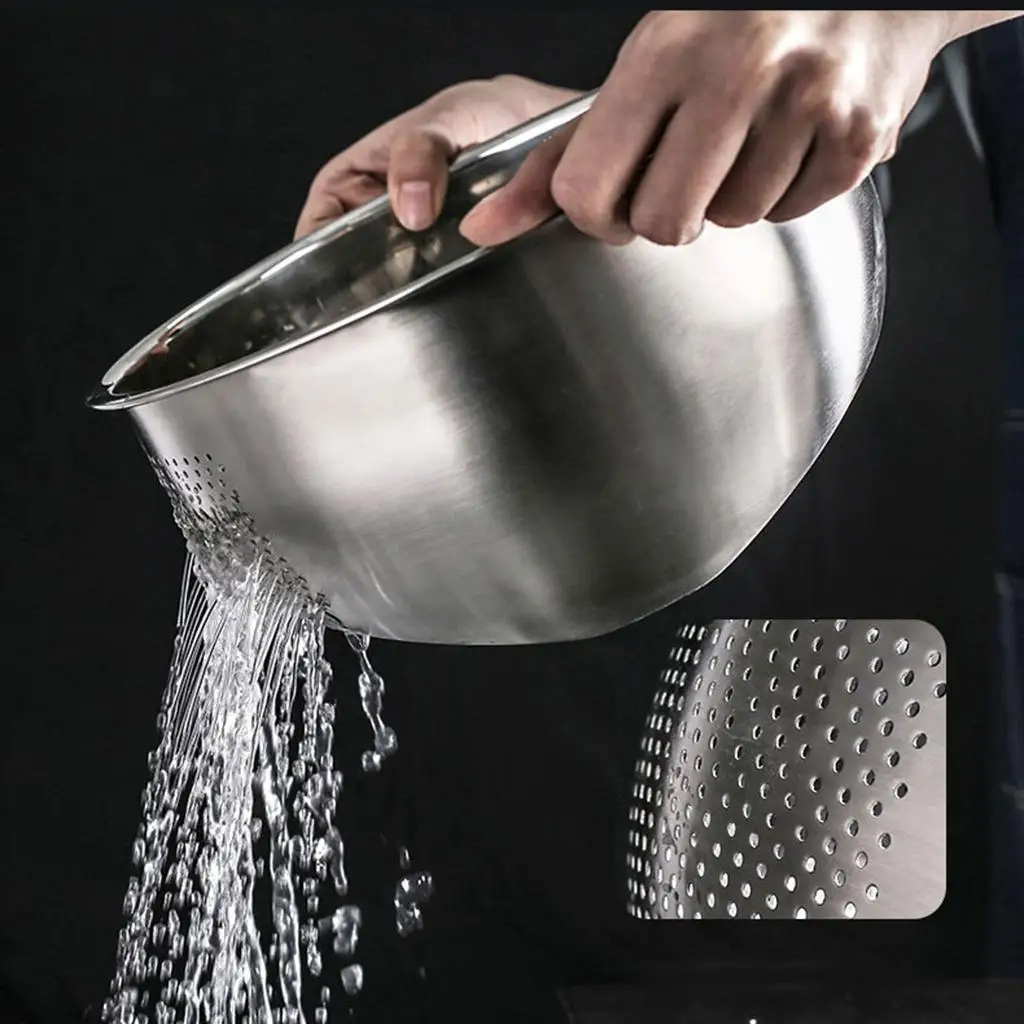 Stainless Steel Rice Washing Bowl Washing Bowl Rice Sieve 10.24 X 4.92 Inch Net Colander Steamer Baskets, Drain & Rinse