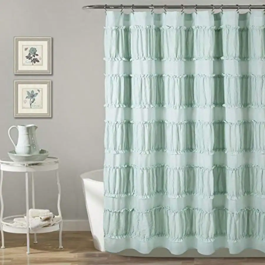 

Ruffle Shower Curtain 72" X 72" Blue