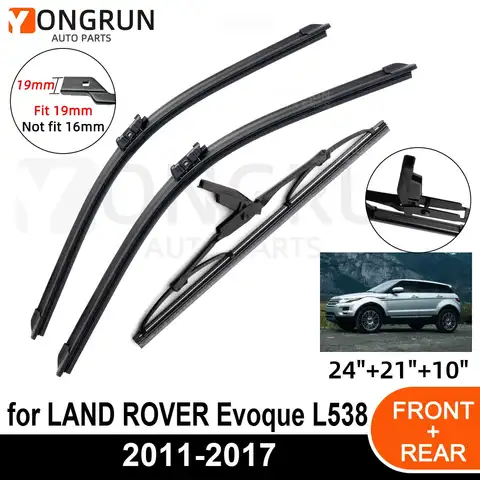 랜드 로버 Evoque L538 2011-2017 용 3PCS 자동차 와이퍼 전면 후면 유리 사계절 내구성 액세서리 2011 2012 2016 2017