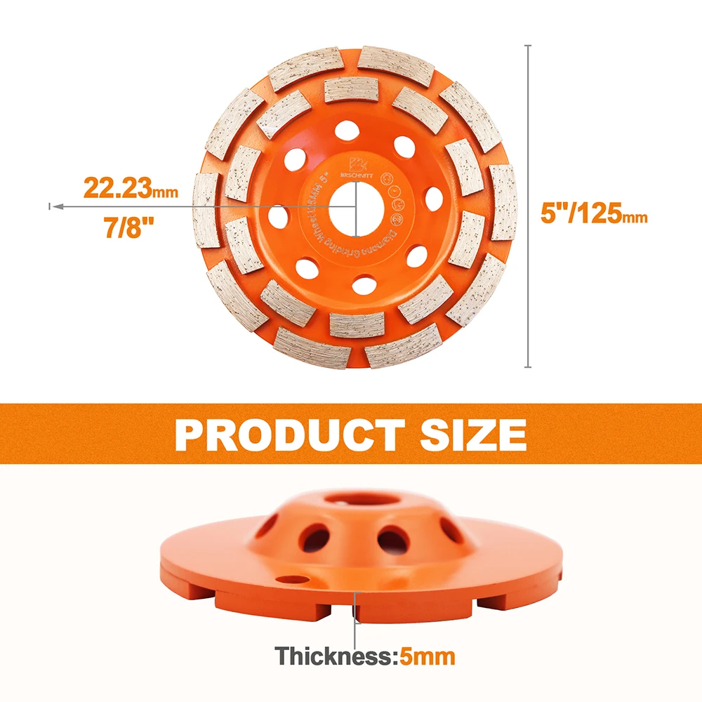 BRSCHNITT 5inch 1pc 125mm Diamond Grindig Wheel for Marble Stone Concrete  Machine 4.5inch Grindig Sanding Disc