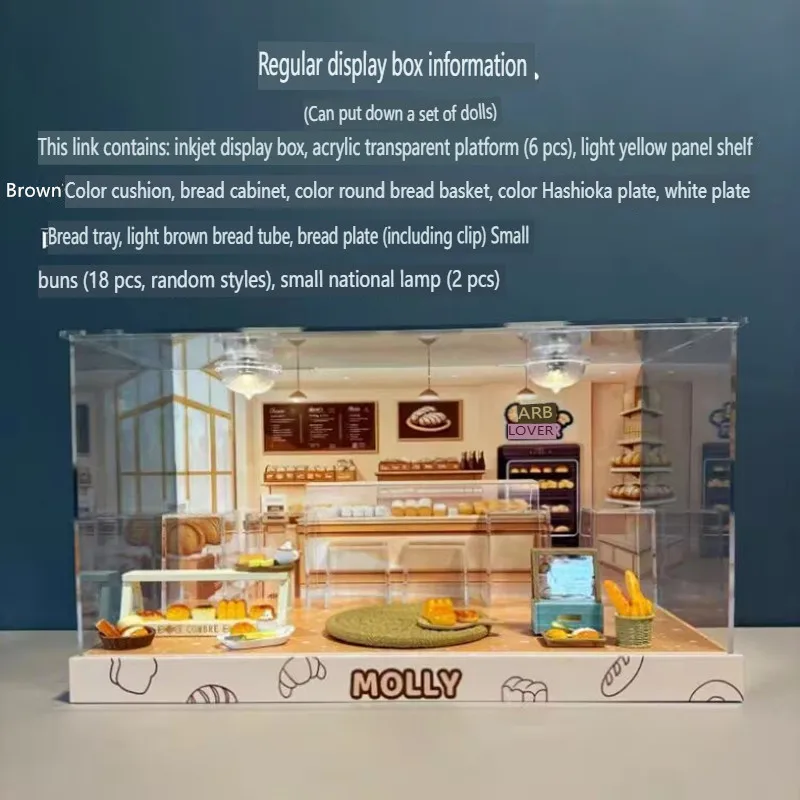 Applicable to Pop Mart Blind Box Doll Light Storage Box molly Bread Head Series Scene Display Box Best Gift for Holiday