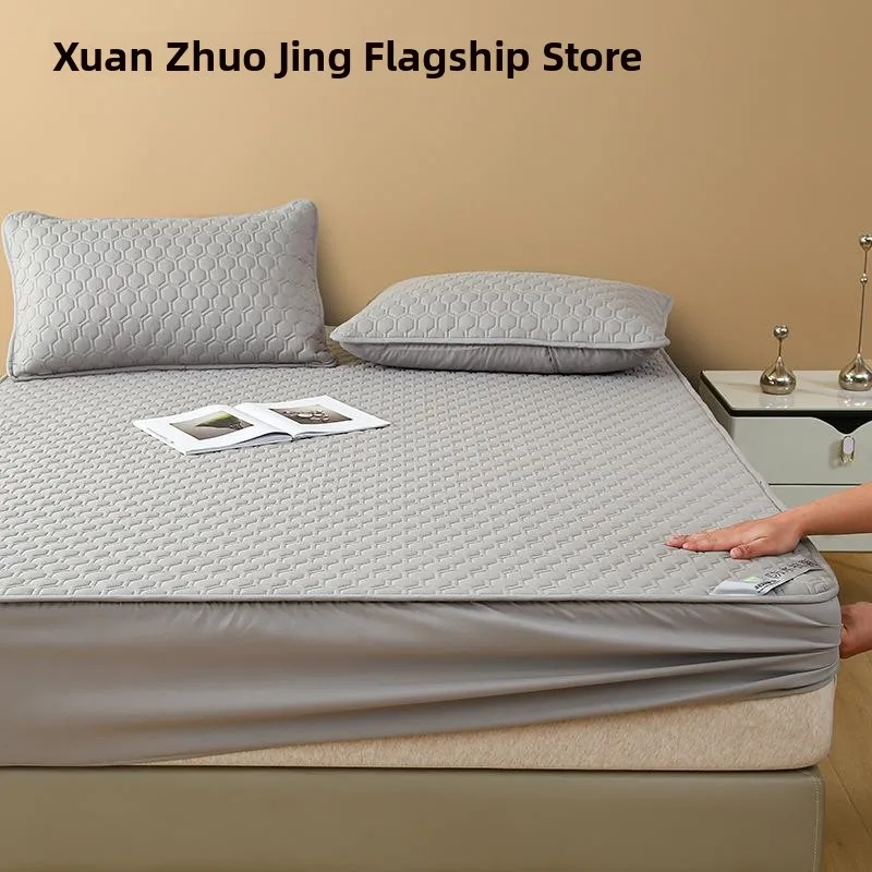 coprimaterasso-impermeabile-antipolvere-in-cotone-sandwich-protezione-per-materasso-set-biancheria-da-letto-singolo-tinta-unita