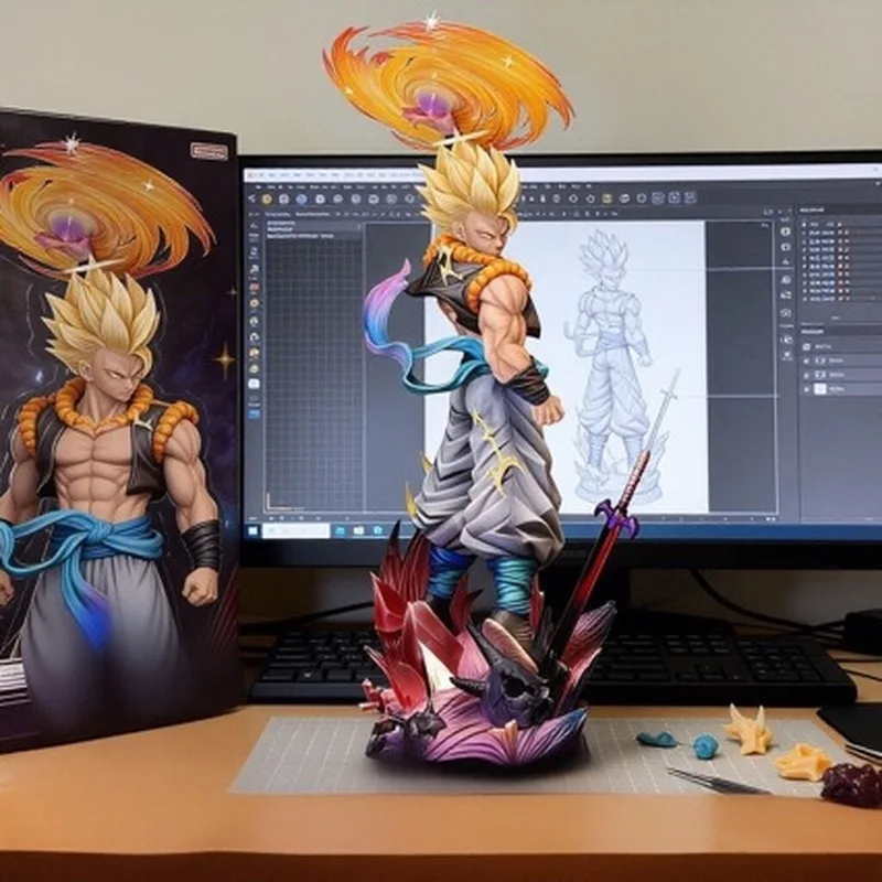 

44cm Diao Xiang Ge Jt Yunqi Gogeta Super Saiyan Dragon Ball Three Head Sculpts Gk Anime Resin Statue Figure For Adult Collection
