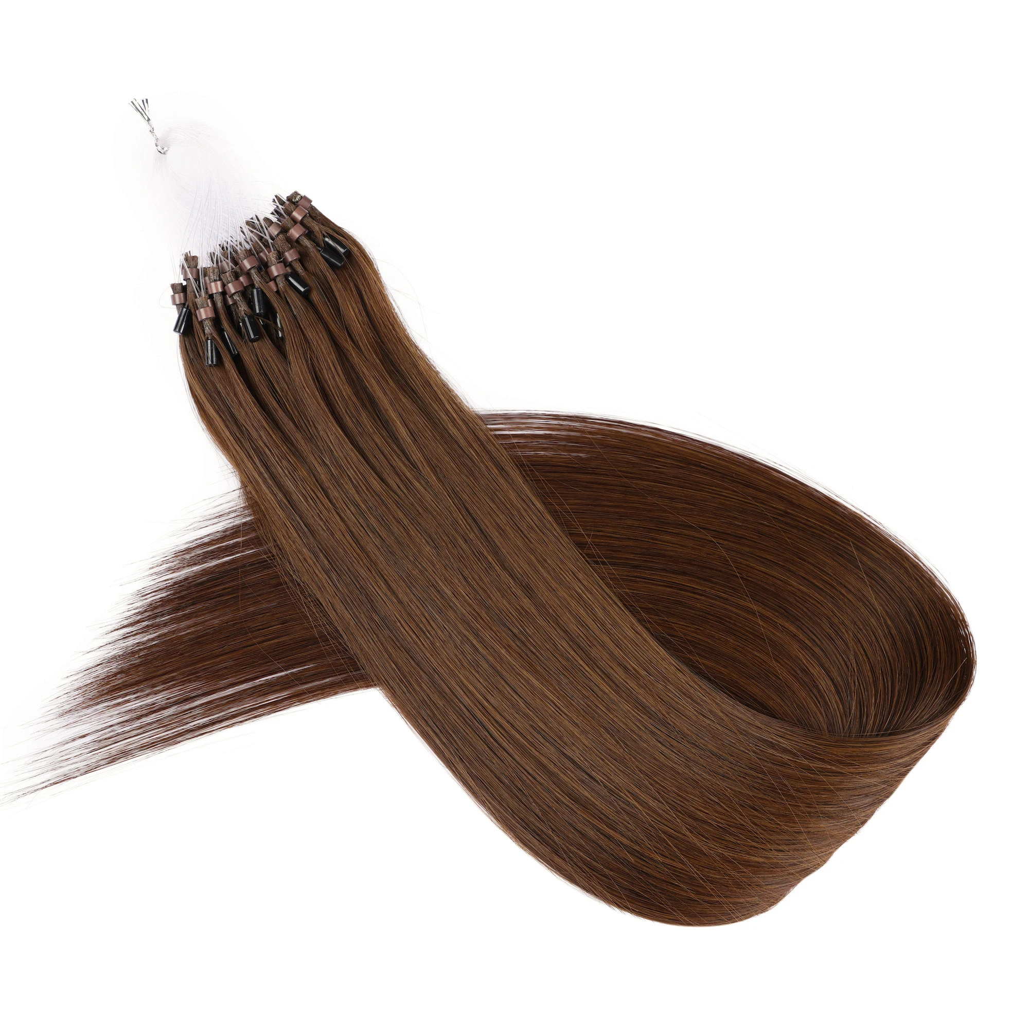 Micro Ring Micro Bead Remy Human Hair Extensions Silky Soft Micro Loop Hair Extensions For Women