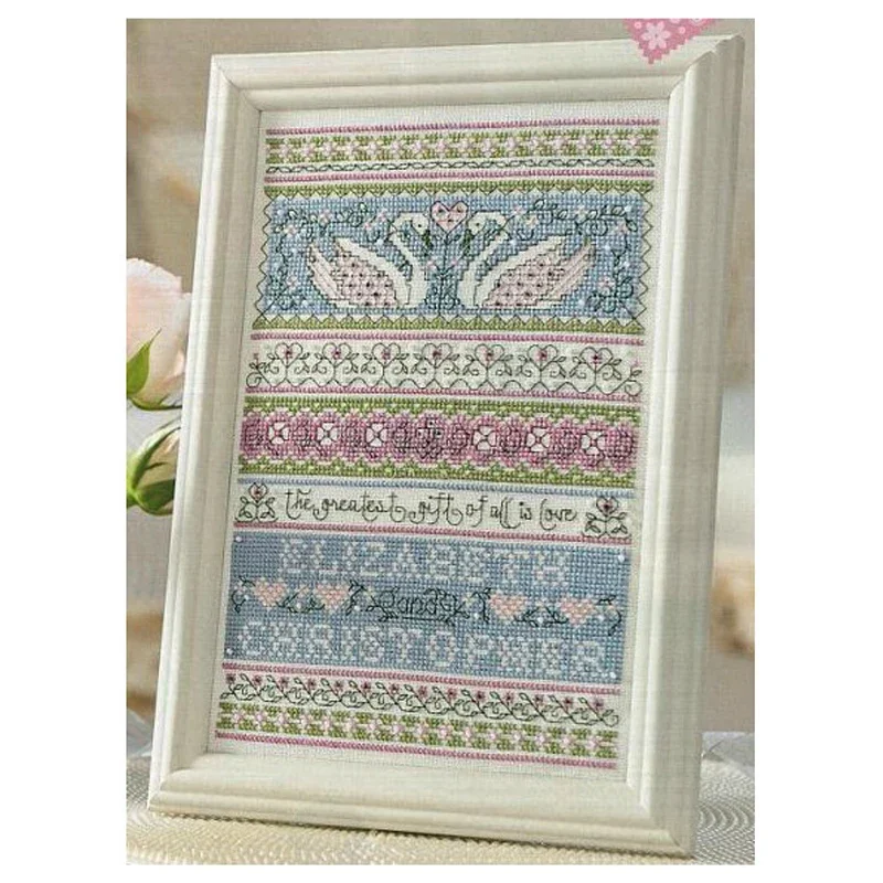 Amishop FREE Delivery Hot Selling Top Quality Counted Cross Stitch Kit Swan Love, The Greatest Gift Of All Is Love