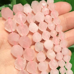 Natural Stone Faceted Pink Quartzs Crystal Loose Spacer Beads Diy Handmade Bracelet for Jewelry Making Accessories 15'' 6 8 10mm