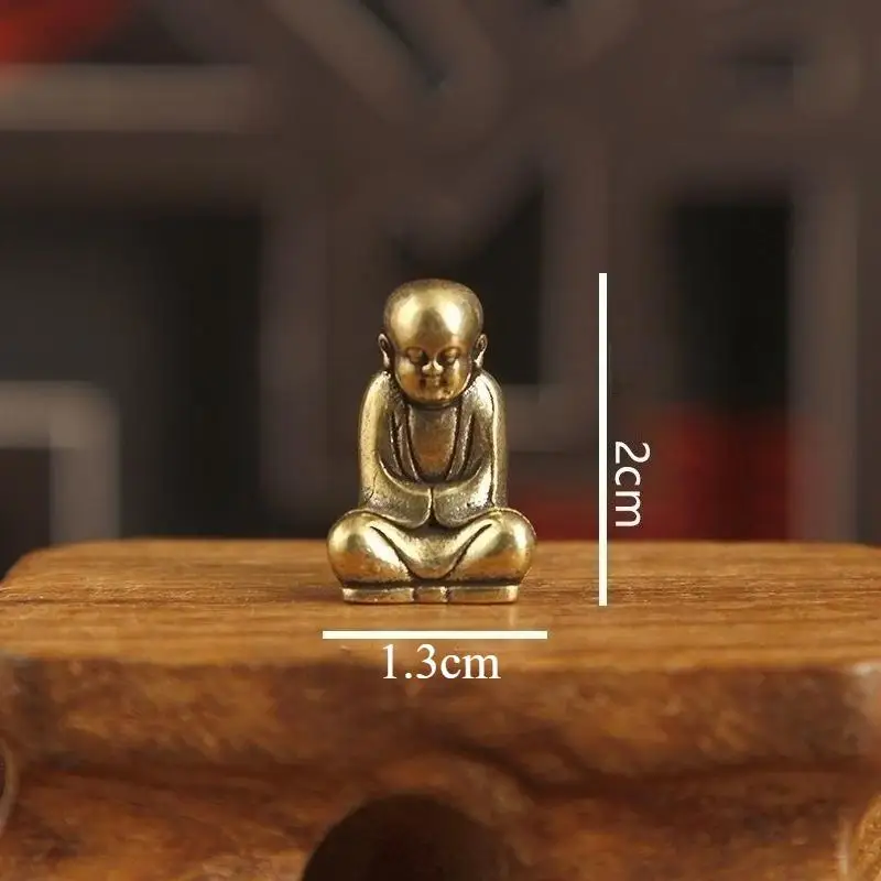 1PCS Pure Brass Zen Monk Statues 5 Zen Poses Tea Pet Vintage Figurines For Desk, Tea Table & Mindful Space Collectible Gift