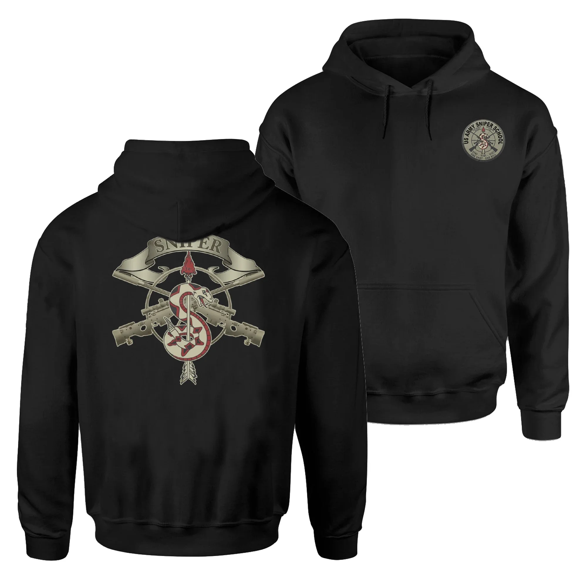 US Army Sniper School Marksman Insignia Pullover Hoodie 100% Cotton Comfortable Casual Mens Sweatshirts Military Streetwear