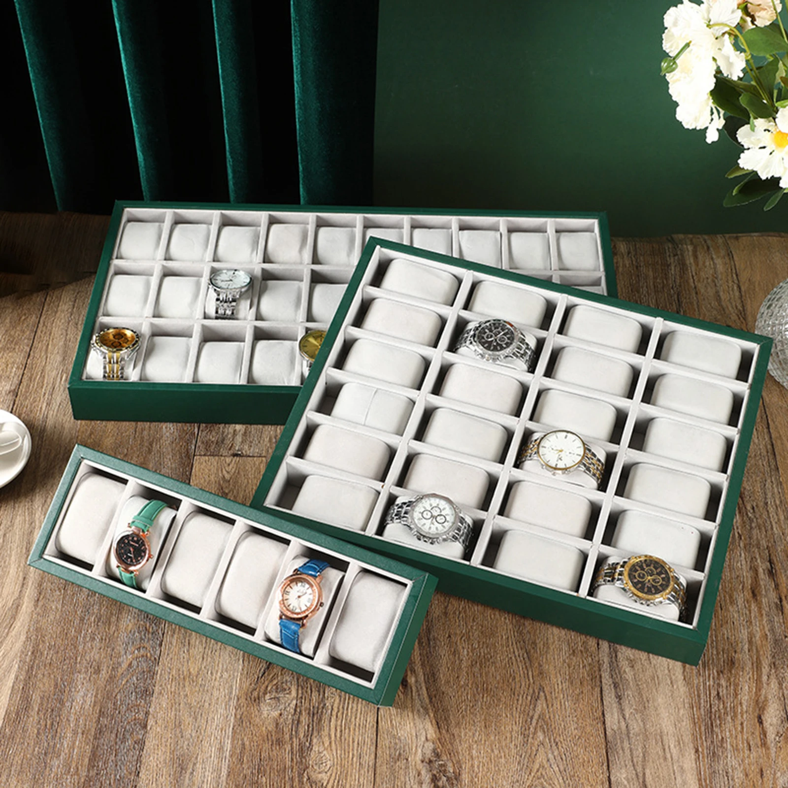 Velvet Watch Organizer Tray Bracelet Bangle Watch Display Watch Pillows Tray Jewelry Box Organizer for Drawers Table Dresser