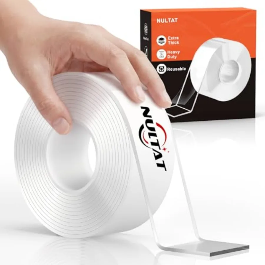 

Double Sided Tape Heavy Duty, Nano Reusable, Removable, Washable Double Stick Tape for Wall, Multipurpose Clear Adhesive High T